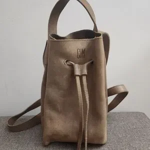 Madewell Leather Mini Somerset Backpack Drawstring Cinched Olive Green T… MADEWELL Olive Canvas Somerset Drawstring Leather Strap  main image 2